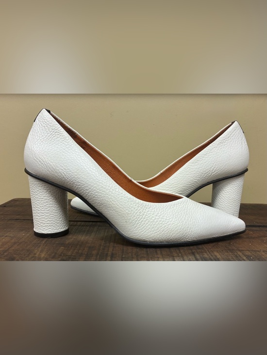 Selected Femme Shoes - SELECTED FEMME Leather Block Heel Pumps – Cream / Off White – EU 39 (US 8–8.5)